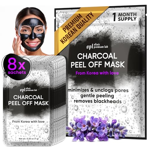Charcoal Face Mask Peel Off for Women, Men - Blackhead Remover Mask - Charcoal Peel Off Face Mask Skin Care - Korean Skin Care Mask - Black Head Remover for Face - Deep Pore Mask - Face Masks Skincare