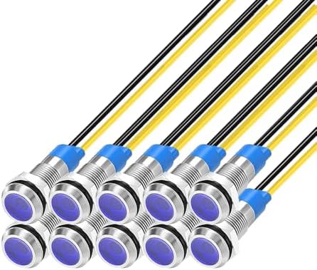 10pcs 6mm LED Metal Indicator Light 110V-220VAC Waterproof Signal Lamp (Blue)