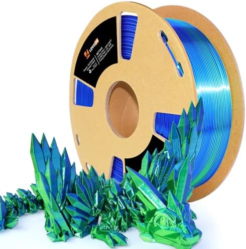 LOVOON PLA Filament 1.75mm Silk Blue Green dualcolors, Color Change by Angle 3D Printing Filament, Shiny Coextrusion PLA Filament, Silk Blue Green, 1KG/(2.2lbs)/Spool