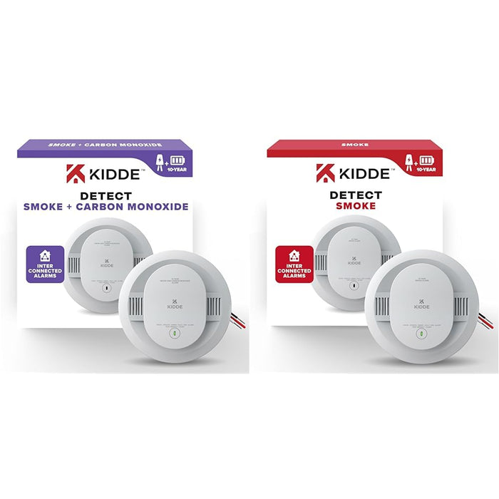 Kidde Hardwired Smoke & Carbon Monoxide Detector Bundle with Hardwired Smoke Detector, 10-Year Battery Backup
