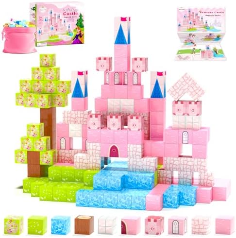 Updated Magnetic Blocks-Princess Toys, Creative Magnetic Building Blocks Toddler Toys, Birthday Gifts for Kids 3+ Years Old, STEM Montessori Sensory Toys for Boys & Girls Age 3-4 4-5 6-8