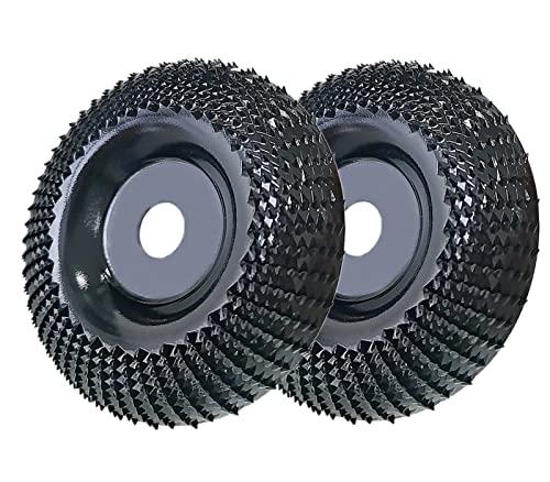 Wood Carving Disc Grinder Wheel Disc 4 Inch Wood Shaping Wheel Wood Grinding Shaping Disc for Angle Grinders with 5/8” Arbor(2PCS)