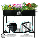 Flibaluly Raised Planter Box with Wheels Mobile Raised Garden Bed on Wheels Elevated Garden cart for Vegetables Herbs Flowers (L-Black)