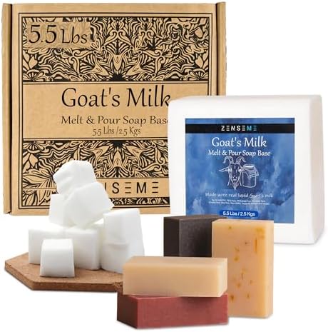 5.5 LBS Goats Milk Soap Base | Melt and Pour Supplies Kit for Soap Making - SLS/SLES & PEG free | Gentle & Natural Organic Vegetable Ingredients | Make Your Own Bulk For Adult Soapmaker - Easy to Cut