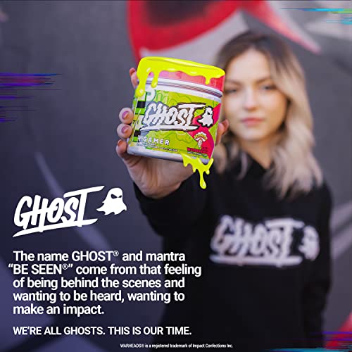 GHOST Gamer: Energy and Focus Support Formula - 40 Servings, Warheads Sour Watermelon - Nootropics & Natural Caffeine for Attention, Accuracy & Reaction Time - Vegan, Gluten-Free