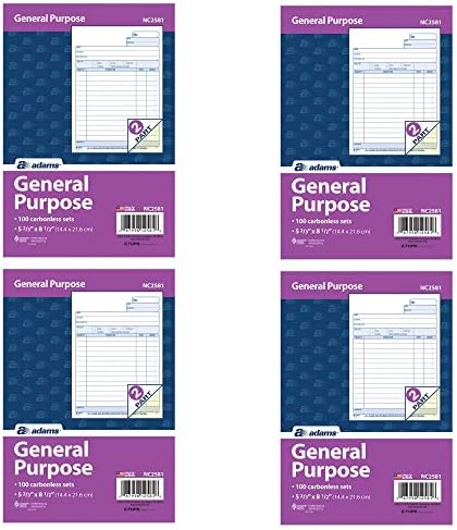 Adams General Purpose Unit Sets, 5.67 x 8.5 Inches, 2-Part, Carbonless, White/Canary, 400 Sets per Pack (NC2581)