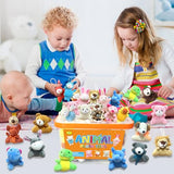 32Pcs Mini Plush Animals Toy Set Assortment Bulk Stuffed Keychain Party Favors for Kids Small Animals Decorations Toys Easter Carnival Prizes Christmas Birthday Goodie Bag Fillers