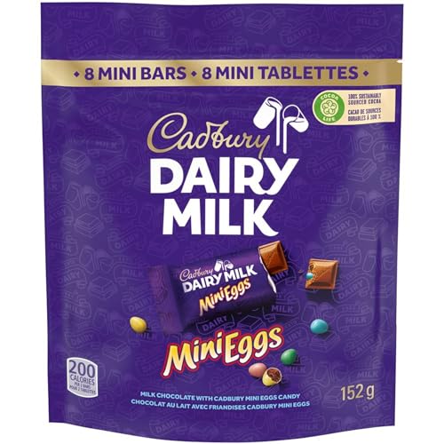 Cadbury Dairy Milk Mini Eggs Chocolate, 8 Mini Bars, 152g/5.3 oz. Bag (Imported from Canada)