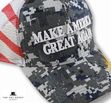 The Hat Depot Original Exclusive Donald Trump 2020 "Keep America Great/Make America Great Again 3D Signature Cap (4. Mesh-MAGA-Blue Digi Camo)