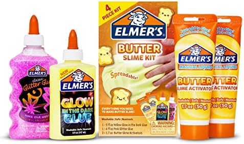 Elmer’s Butter Slime Kit, Includes Elmer’s Glow in the Dark Glue, Elmer’s Glitter Glue, Elmer’s Butter Slime Activator, 4 Count