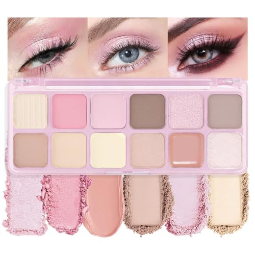 AMY'S DIARY 12-Color Nude Pink Eyeshadow Palette for Versatile Day-to-Night Looks – Blendable, Long-Lasting, and Highly Pigmented. Elevate Your Eye Makeup– Unleash Your Unique Style (04#)