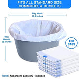 KAREMAXX Commode Liners Disposable, Value Pack 100, Universal Fit - Leak Proof & Odorless Portable Toilet Bags for Adult - Ideal for Standard Bedside Chair Bucket - No Absorbent Pads