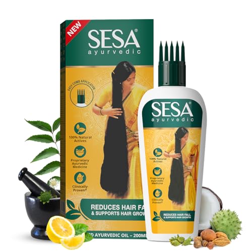 sesa Ayurvedic 5000 Year Old Kshir Pak Vidhi, Bhringraj & 17 Rare Herbs with 5 Nourishing Oils For All Hair Types NO Mineral Oil 200 ml (Pack of 1) 200ml