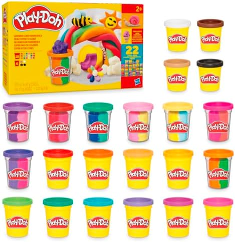 Play-Doh 22 Pack Ultimate Color Variety, Bulk Assorted Colors, 2 & 4 Ounce Modeling Compound Cans, Kids Arts & Crafts, Preschool Toys for 2 Year Old Girls & Boys & Up (Amazon Exclusive)