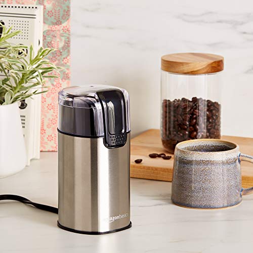 Amazon Basics Electric Coffee Grinder, Coffee Bean and Spice Grinder, With Heavy-Duty Stainless Steel Grind Blades