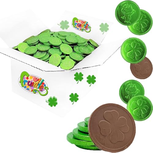 St. Patrick's Day Chocolate Coins Lucky Green Coins, Belgian Nut-Free Milk Chocolate, Kosher Certified Dairy Coin (Milk Chocolate, 5 Pounds (Bulk))
