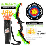 ASMAD Kids Bow and Arrow Set, LED Light Up Archery Toy Set, 10 Suction Cup Arrow, Target & Quiver, Indoor and Outdoor Kids Toys for Children Boys Girls, Christmas Birthday Gifts for Kids(1 Pack)