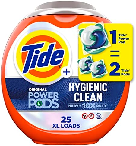 Tide Hygienic Clean Heavy 10x Duty Power PODS Laundry Detergent Pacs, Original, 25 count, For Visible and Invisible Dirt