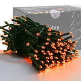 HOME LIGHTING 66FT 200 LED Halloween String Lights, Plug in Green Wire String Light, 8 Lighting Modes Waterproof Fairy Mini Lights for Indoor Outdoor Christmas Wedding Party Decorations (Orange)