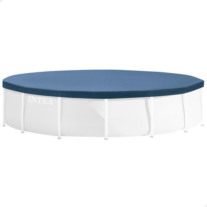 INTEX 28030E Pool Cover: For 10ft Round Metal Frame Pools – Includes Rope Tie – Drain Holes – 10in Overhang – Snug Fit