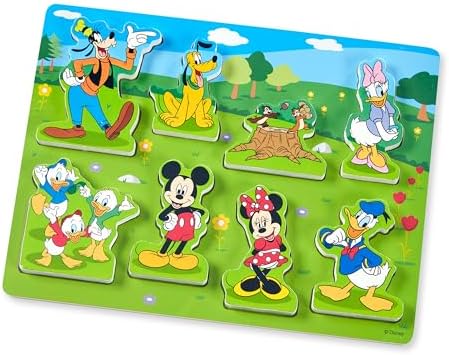 Melissa & Doug Disney Mickey Mouse Wooden Chunky Puzzle (8 pcs) Disney Characters Wooden Puzzle, Mickey Mouse For Toddlers And Kids Ages 2+