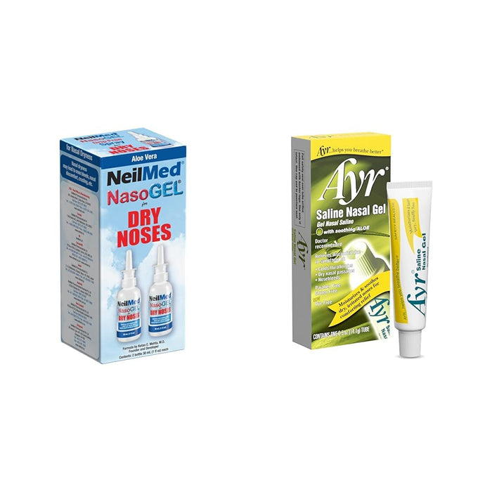 NeilMed Nasogel Spray (2 Pack) and Ayr Saline Nasal Gel Tube (1 Pack) - Nasal Irrigation and Moisturizing Bundles