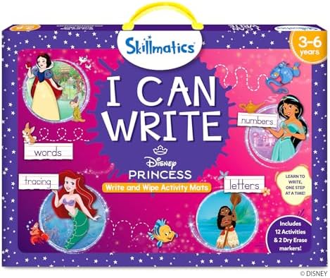 Skillmatics I Can Write Disney Princess - Reusable Preschool Learning Activities, Educational Toy and Game, Back to School Supplies, Gifts for Students, Kids, Toddlers Ages 3, 4, 5, 6