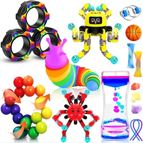 15 Pack Sensory Fidget Toys Bulk Easter Basket Stuffers Gifts for Kids Age 5-7, 8-12, Autism Quiet Figette Toys School Classroom Autistic Calm Down ADHD Stress Anxiety Party Favors Box for Adult Teens