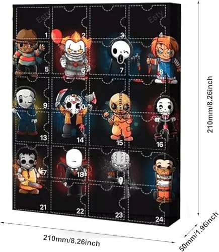 Halloween Advent Calendar 2024 - Contains 24 Gifts, 2024 Halloween Horror Movie Figures Advent Calendar, Halloween Countdown Calendar, Halloween Doll Collectible Figures Gift for Kids (C)