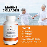 VITASEI Salmoflex Marine Collagen Peptides Pills W/Hyaluronic Acid, Vitamin C, D, E | Salmon Supplements - Hair, Skin, Nails | Multivitamin for Women & Men | Knee, Joint Relief - 60 Capsules