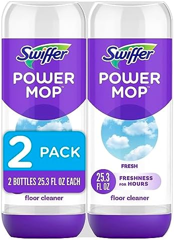 Swiffer PowerMop Floor Cleaning Solution with Fresh Scent, PowerMop Refills, Floor Cleaner for Mopping, 25.3 fl oz, 2 Pack
