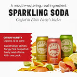 Betty Buzz Premium Sparkling Soda Citrus Variety Pack by Blake Lively (12 Pack Cans), Sparkling Grapefruit, Sparkling Lemon Lime, Meyer Lemon Club Soda | Real Juice, Natural Flavors, Only Clean Ingredients