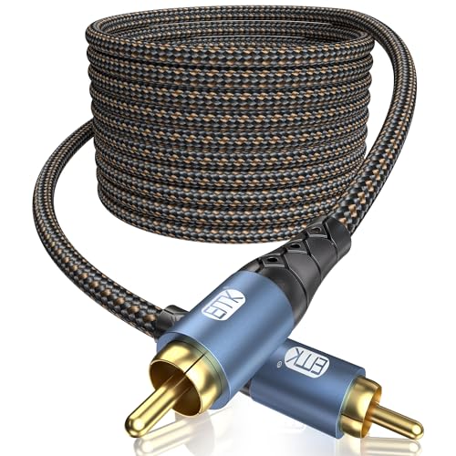 EMK Subwoofer Cable RCA to RCA Audio Cable 24K Gold-Plated Nylon Braided Double Shielded Digital Analogue Supports Amplifiers,Home Theater,Hi-Fi Systems,Subwoofer(25ft/8m)