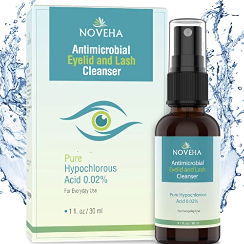 NOVEHA Eyelid and Lash Cleanser - Fast Acting Soothing Formula, Effective Relief from Irritation, Dry Eyes, Styes, Pure and Gentle Hypochlorous Acid Spray (1.01 Fl Oz (Pack of 1))