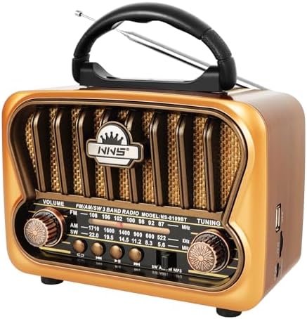 Portable AM FM Radios, Transistor Shortwave Retro Vintage Radios with Loud Speakers, Support USB Power Or D Battery Bluetooth/TF (Copper)