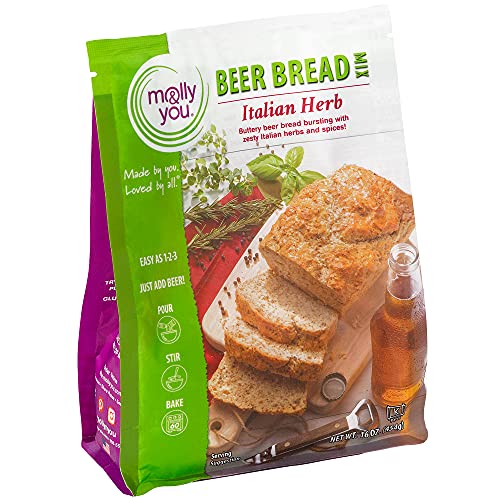Molly & You Italian Herb Beer Bread Mix (Pack of 3) - Gourmet, Vegan Friendly, Dairy Free, Artisan Bread Kit - No Bread Machine Needed - Just Add Beer or Soda