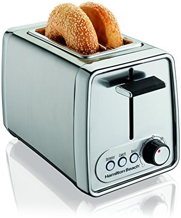 Hamilton Beach Modern Chrome 2 Slice Extra Wide Slot Toaster with Bagel and Defrost Settings, Shade Selector, Toast Boost, Slide-Out Crumb Tray, Auto-Shutoff and Cancel Button (22791)