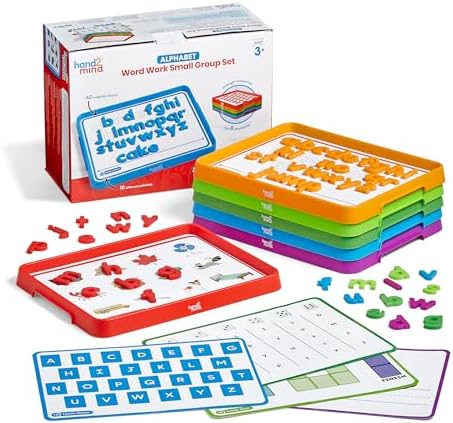 hand2mind Alphabet Word Work Small Group Set, Lowercase Magnetic Letters, Magnetic Letter Trays, Phonics Manipulatives, Phonemic Awareness Activities, Science of Reading Classroom Materials (Set of 6)