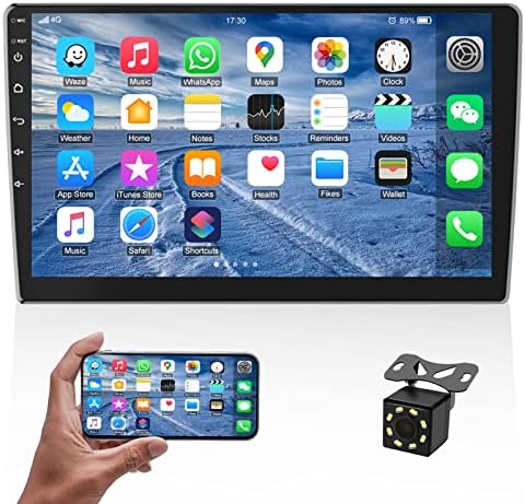 10.1 Inch Android Double Din Car Stereo Touch Screen Car Radio with WiFi GPS Navigation Mirror Link Car Multimedia Player Support Bluetooth FM Radio Receiver Dual USB Input with Backup Camera