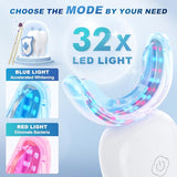 Teeth Whitening Kit with Gel Pen: 32X LED Accelerator Light Non-Sensitive Tooth Whitener Professional Oral Care Tools Gently Yet Effectively Removes Stains - IPX7 Waterproof Portable Wireless Charging