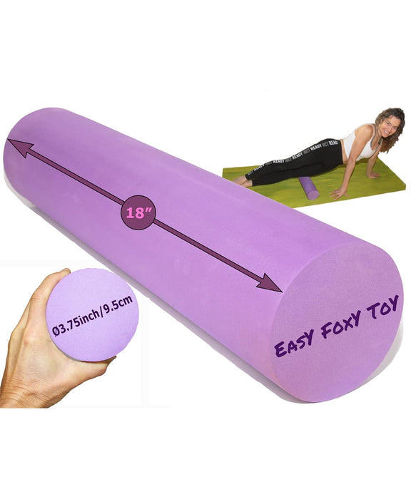 Easy FoxY ToY Small Medium Density EVA Foam Roller for Back & Leg Pain; Sore Muscle Recovery; Trigger Point Body Massage Roller Ø3.75"x18inch for Physical Therapy; Helps as Spine Cracker Stretcher