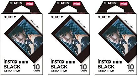 Fujifilm Instax Mini Instant Film BLACK FRAME 3-PACK BUNDLE SET , Film Black Frame ( 10 x 3 ) for Mini 90 8 70 7s 50s 25 300 Camera SP-1 Printer