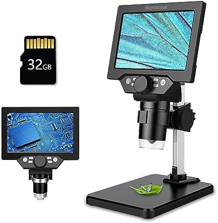 LCD Digital Microscope,5.5 Inch 1080P 10 Megapixels,1-1000X Magnification Zoom Wireless USB Stereo Microscope Camera,10MP Camera Video Recorder with HD Screen
