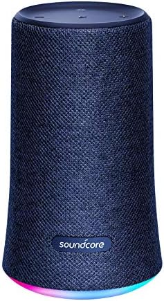 Bluetooth Speaker, Soundcore Flare Wireless Speaker by Anker, Portable Party Speaker with 360° Sound, Enhanced Bass, Ambient LED Light, IP67 Dustproof & Waterproof, and 12H Battery Life—Blue (Renewed)