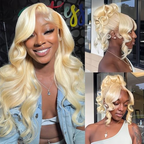613 Lace Front Wig Human Hair 360 Body Wave Blonde Lace Front Wigs Human Hair Blonde Wig Full Lace Human Hair Wigs 200% Density (36 inch)