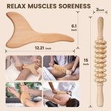 YMM 5-in-1 Wood Therapy Massage Tools for Body Shaping, Professional Lymphatic Drainage Massager, Maderoterapia Kit, Anti Cellulite Massage Roller Body Sculpting Tools Set (Utility Type)