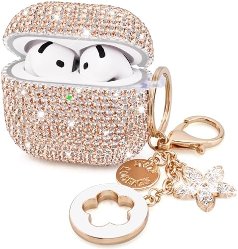 VISOOM Cute Jewelry Case for Airpods 4 Cases 2024 Cover Women, Sparkly Air pods 4 Gen Case Hard TPU Airpod Case 4th Generation Glitter iPods 4 Case with Bling Keychain for iPods Earbuds Airpods 4th