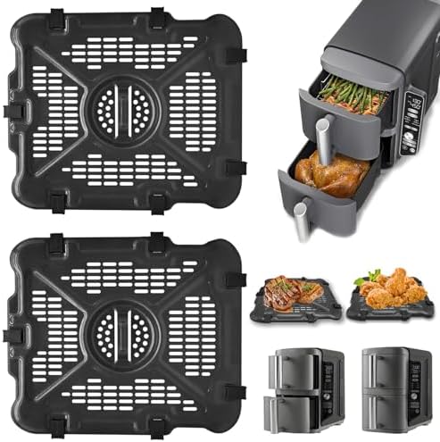 Air Fryer Replacement Tray for Ninja SL401 DoubleStack XL 2-Basket, 2 Packs Air Fryer Grill Plate Tray Accessories, Dishwasher Safe