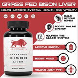 Grass Fed Bison Liver Capsules Supports Energy Production, Detoxification, Digestion, Immunity, Natural Iron Non-GMO, Freeze Dried Liver Health Supplement, 3000mg