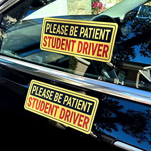Non-Magnetic Student Driver Stickers - Removable Student Driver Decals for Cars & Windows - Paint-Safe Student Driver Signs (10x4 inches, 2-Pack)